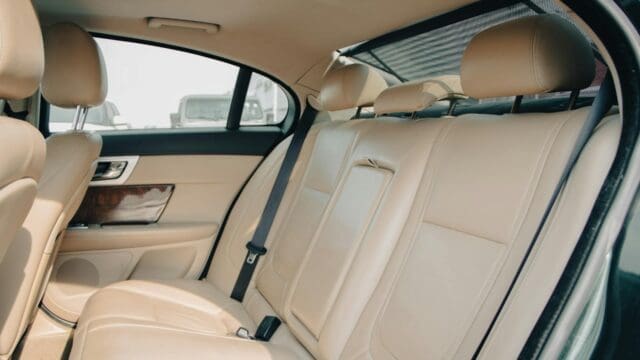 leather automotive upholstery on a car backseat with smooth premium leather seats
